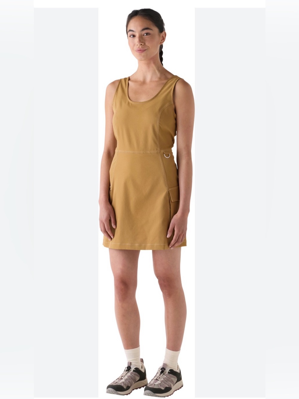 Outdoor Voices Cargo Romper in Tan / Mustard Color